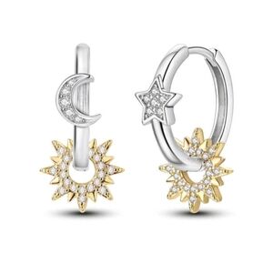 Gold and Silver Sun Moon Celestial Earrings